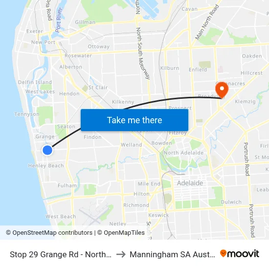 Stop 29 Grange Rd - North side to Manningham SA Australia map