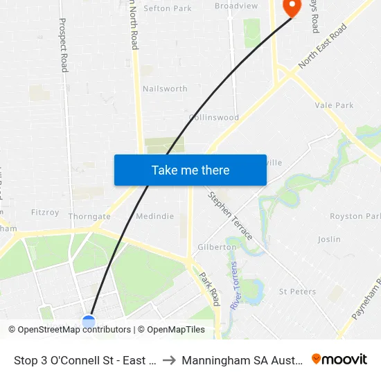 Stop 3 O'Connell St - East side to Manningham SA Australia map