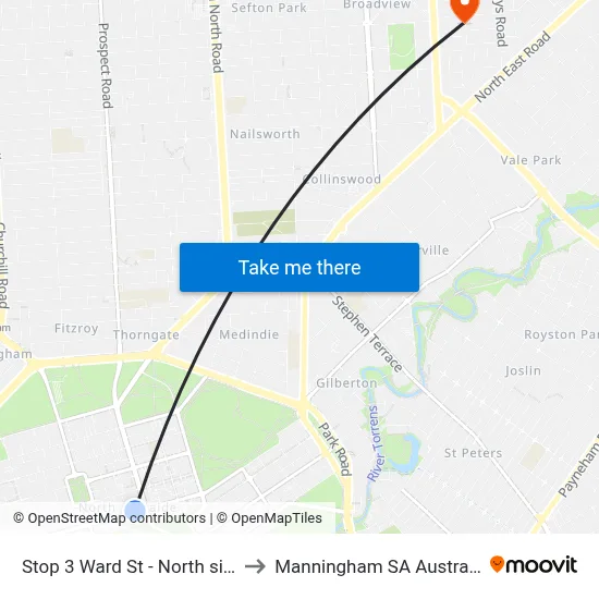 Stop 3 Ward St - North side to Manningham SA Australia map