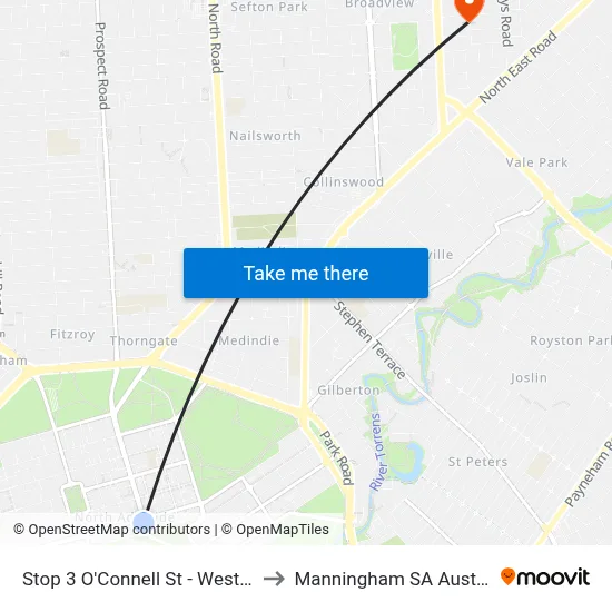 Stop 3 O'Connell St - West side to Manningham SA Australia map