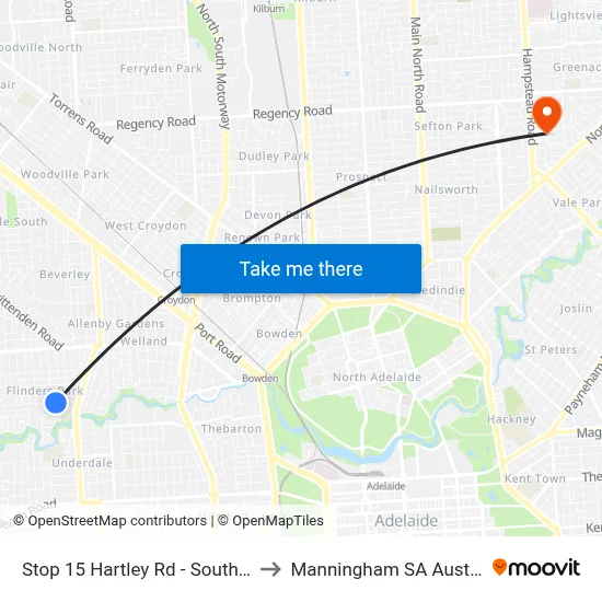 Stop 15 Hartley Rd - South side to Manningham SA Australia map