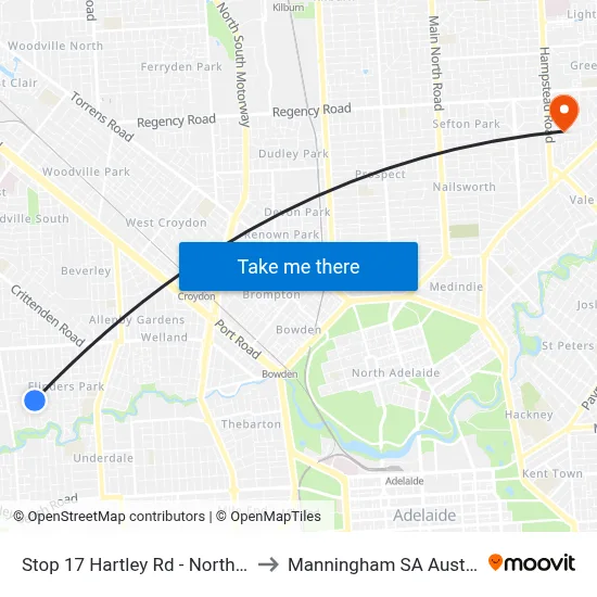 Stop 17 Hartley Rd - North side to Manningham SA Australia map