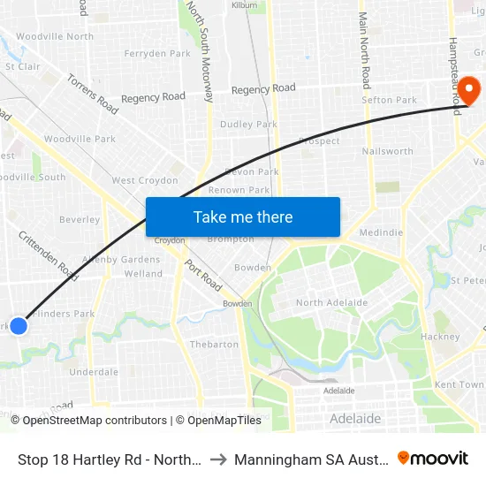 Stop 18 Hartley Rd - North side to Manningham SA Australia map