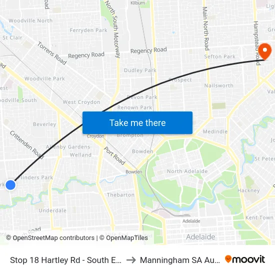 Stop 18 Hartley Rd - South East side to Manningham SA Australia map