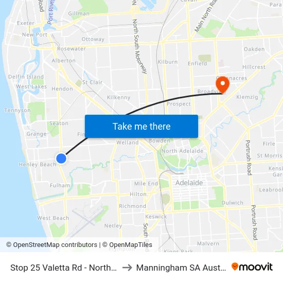 Stop 25 Valetta Rd - North side to Manningham SA Australia map