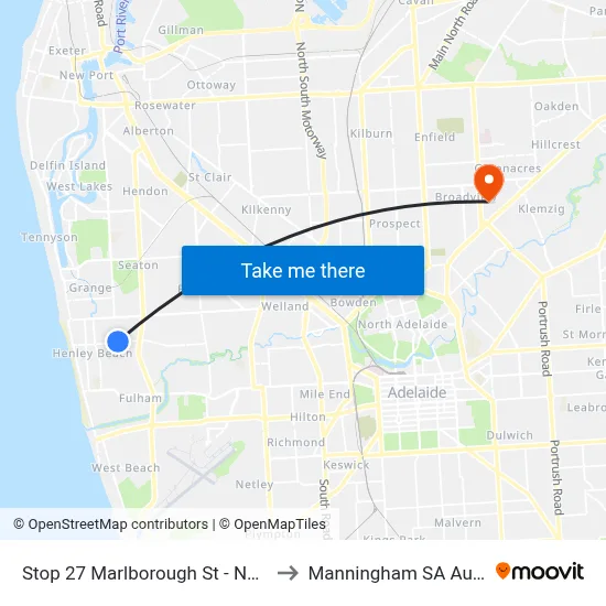 Stop 27 Marlborough St - North side to Manningham SA Australia map
