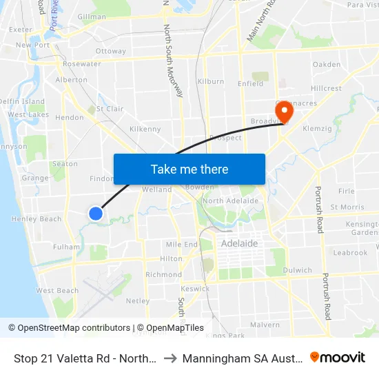 Stop 21 Valetta Rd - North side to Manningham SA Australia map