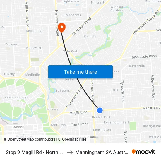 Stop 9 Magill Rd - North side to Manningham SA Australia map