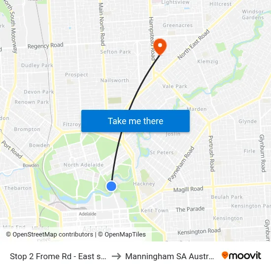 Stop 2 Frome Rd - East side to Manningham SA Australia map