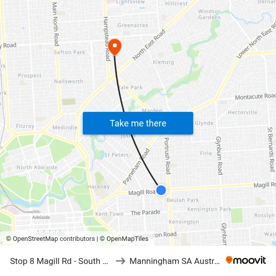 Stop 8 Magill Rd - South side to Manningham SA Australia map