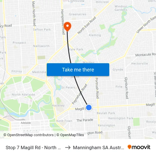 Stop 7 Magill Rd - North side to Manningham SA Australia map