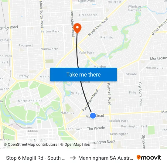 Stop 6 Magill Rd - South side to Manningham SA Australia map