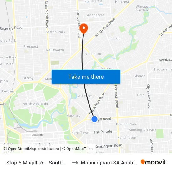 Stop 5 Magill Rd - South side to Manningham SA Australia map