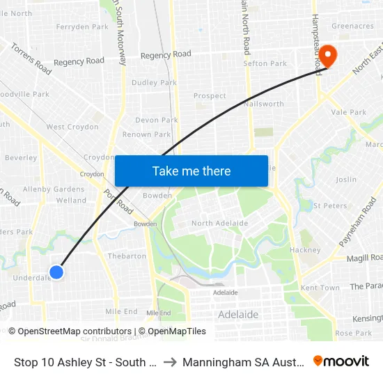 Stop 10 Ashley St - South side to Manningham SA Australia map