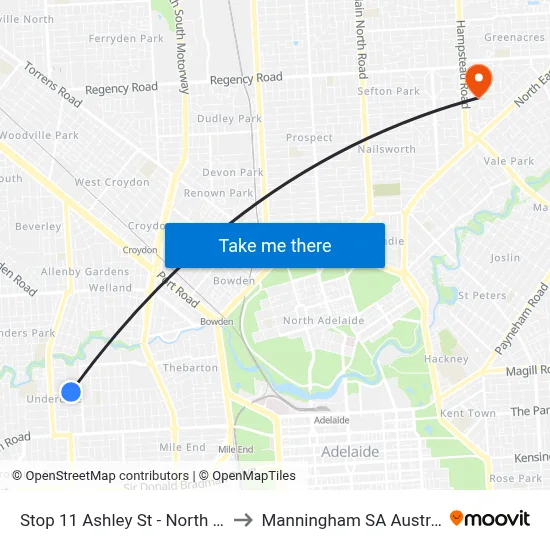 Stop 11 Ashley St - North side to Manningham SA Australia map