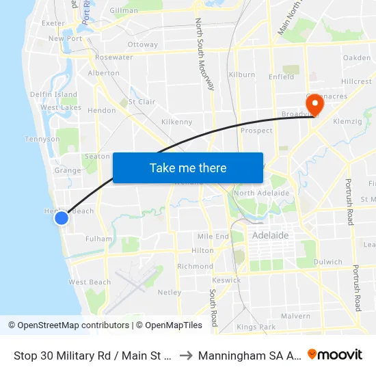Stop 30 Military Rd / Main St - West side to Manningham SA Australia map