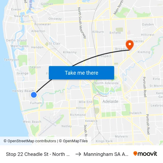 Stop 22 Cheadle St - North West side to Manningham SA Australia map