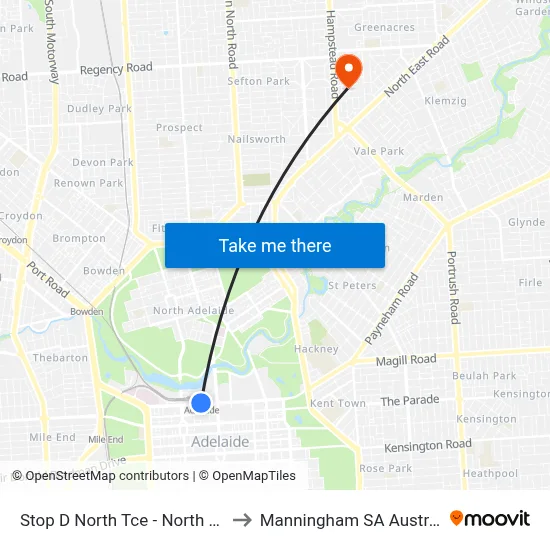 Stop D North Tce - North side to Manningham SA Australia map