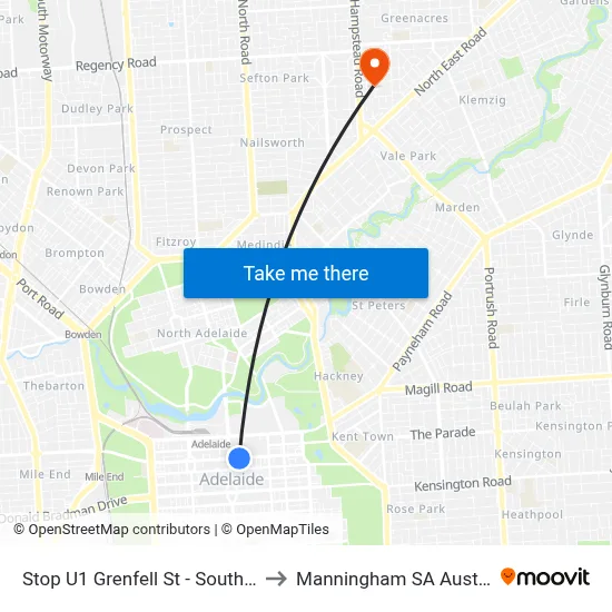 Stop U1 Grenfell St - South side to Manningham SA Australia map