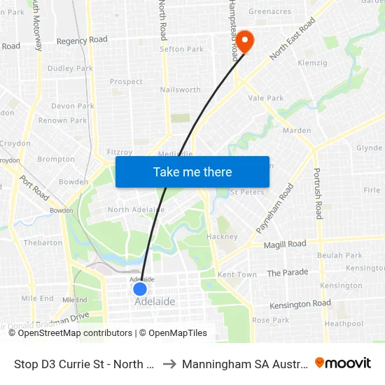 Stop D3 Currie St - North side to Manningham SA Australia map