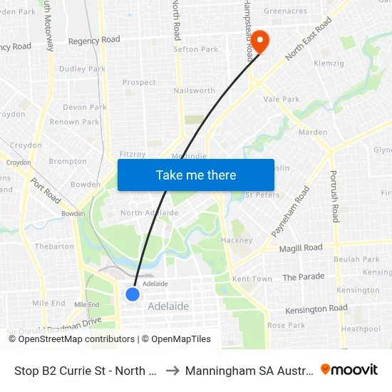 Stop B2 Currie St - North side to Manningham SA Australia map