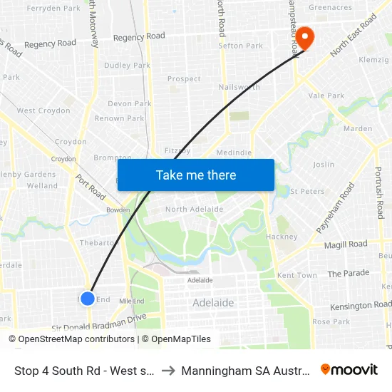 Stop 4 South Rd - West side to Manningham SA Australia map