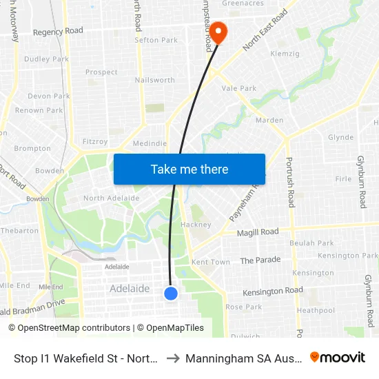 Stop I1 Wakefield St - North side to Manningham SA Australia map
