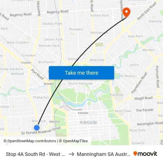 Stop 4A South Rd - West side to Manningham SA Australia map