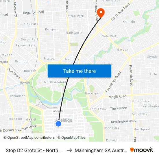 Stop D2 Grote St - North side to Manningham SA Australia map