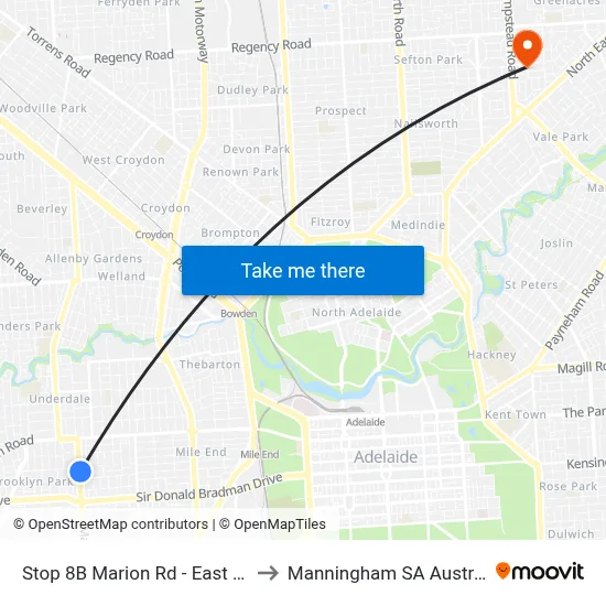 Stop 8B Marion Rd - East side to Manningham SA Australia map