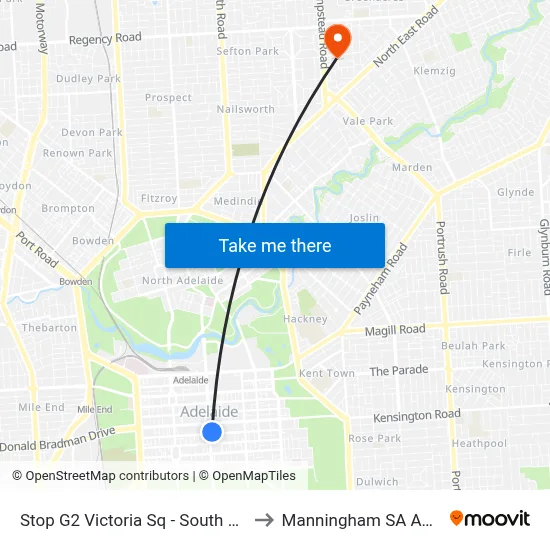 Stop G2 Victoria Sq - South East side to Manningham SA Australia map