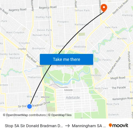 Stop 5A Sir Donald Bradman Dr - South side to Manningham SA Australia map