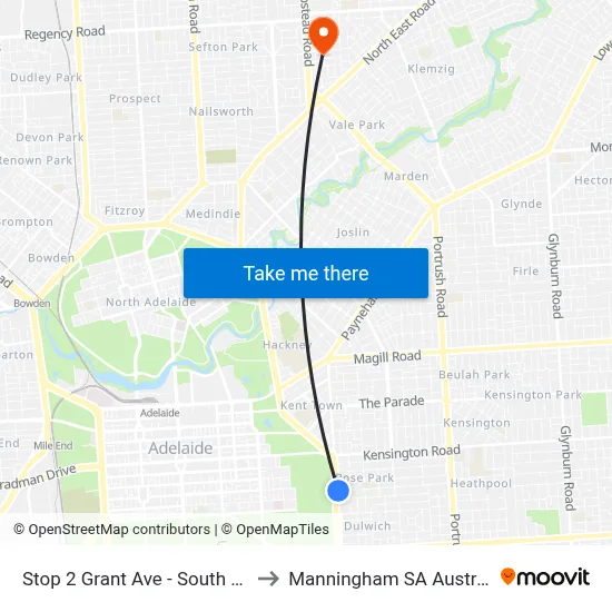 Stop 2 Grant Ave - South side to Manningham SA Australia map