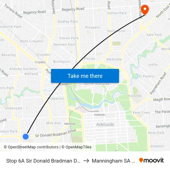 Stop 6A Sir Donald Bradman Dr - North side to Manningham SA Australia map
