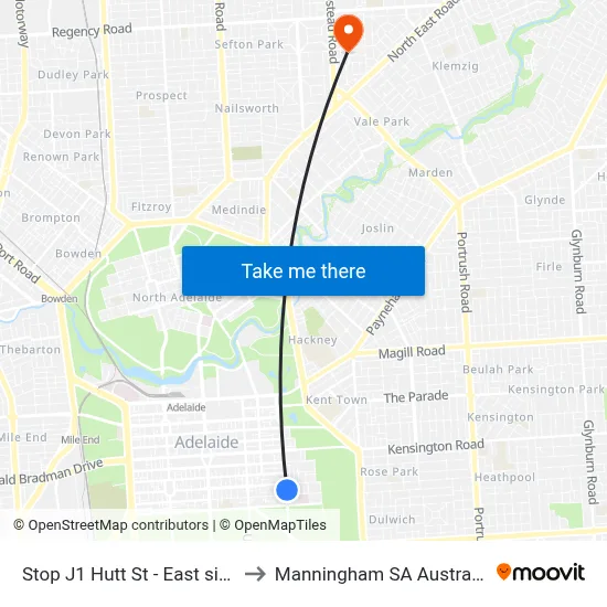 Stop J1 Hutt St - East side to Manningham SA Australia map