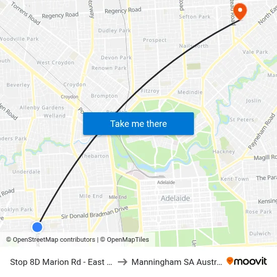 Stop 8D Marion Rd - East side to Manningham SA Australia map