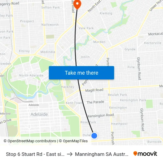 Stop 6 Stuart Rd - East side to Manningham SA Australia map
