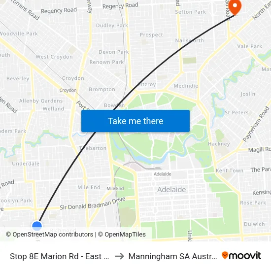 Stop 8E Marion Rd - East side to Manningham SA Australia map