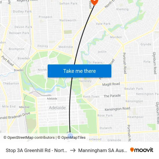 Stop 3A Greenhill Rd - North side to Manningham SA Australia map