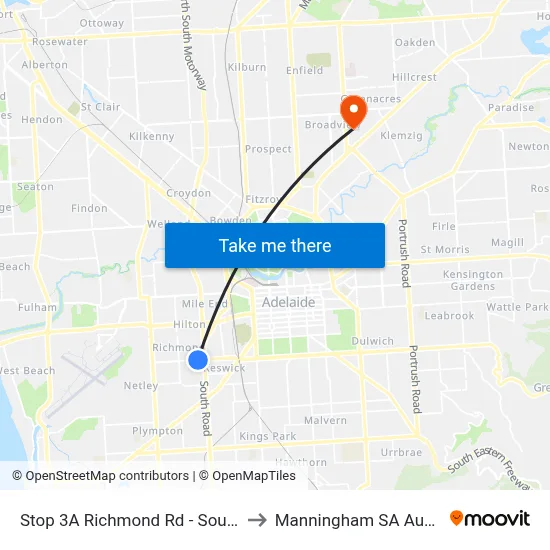 Stop 3A Richmond Rd - South side to Manningham SA Australia map
