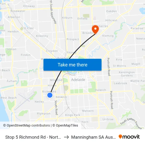 Stop 5 Richmond Rd - North side to Manningham SA Australia map