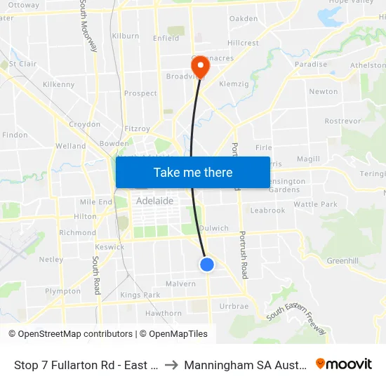 Stop 7 Fullarton Rd - East side to Manningham SA Australia map