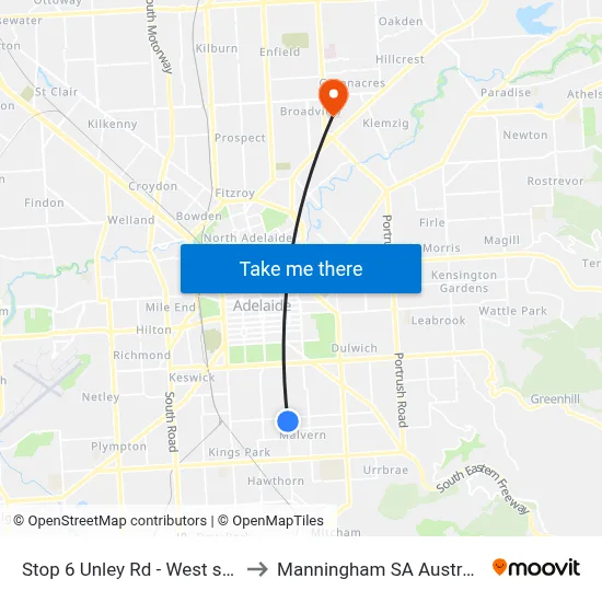 Stop 6 Unley Rd - West side to Manningham SA Australia map