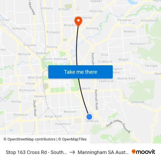 Stop 163 Cross Rd - South side to Manningham SA Australia map