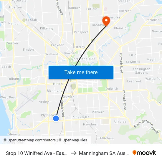 Stop 10 Winifred Ave - East side to Manningham SA Australia map