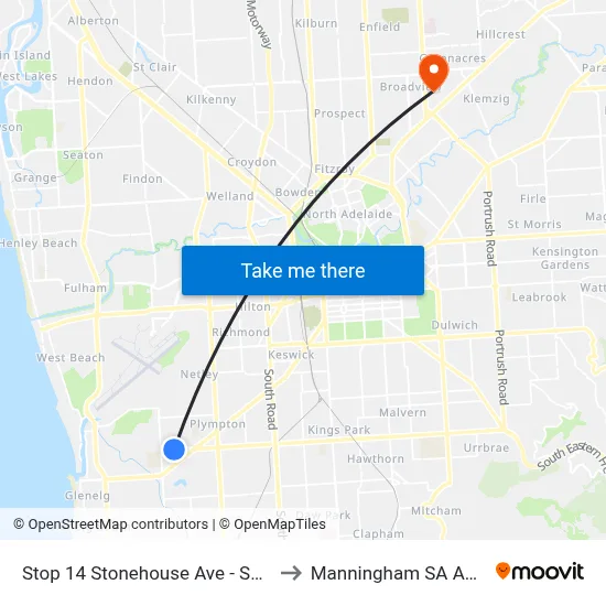 Stop 14 Stonehouse Ave - South side to Manningham SA Australia map