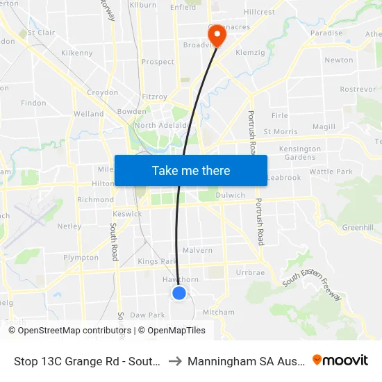 Stop 13C Grange Rd - South side to Manningham SA Australia map