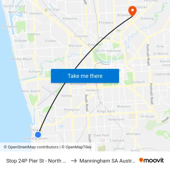 Stop 24P Pier St - North side to Manningham SA Australia map
