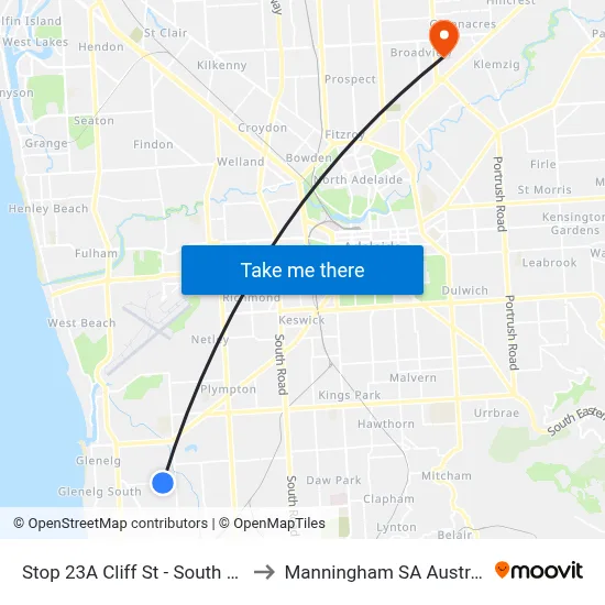 Stop 23A Cliff St - South side to Manningham SA Australia map