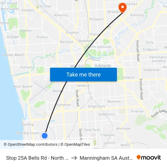 Stop 25A Bells Rd - North side to Manningham SA Australia map